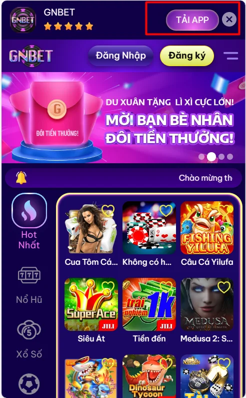 Chọn mục tải App tại GNBET