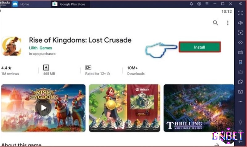 Giao diện cài đặt Rise of Kingdoms từ Google Play Store trên thiết bị Android