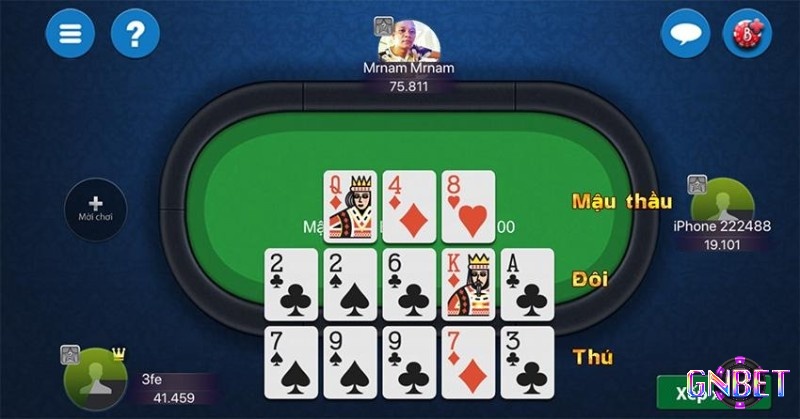 3 chi được xếp theo quy định độ lớn trong đánh bài mậu binh