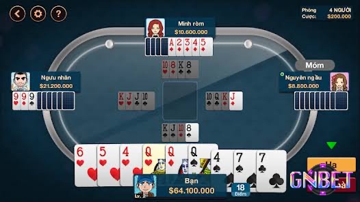 Số lượng người chơi trong game Phỏm online từ 2 đến 4 người