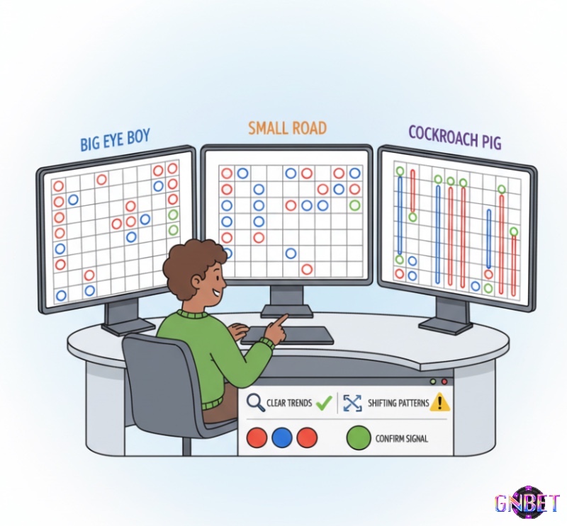 Người chơi baccarat thường phân tích ba loại đường khác nhau nhằm tinh chỉnh chiến lược cược hiệu quả hơn