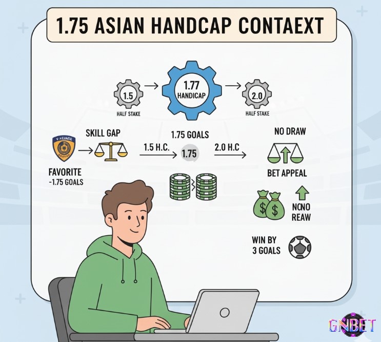 Người chơi cá cược tìm hiểu kèo 1.75 giúp loại bỏ hòa, tạo cân bằng dù có chênh lệch trình độ