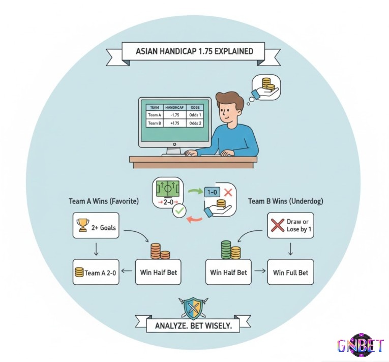 Người cá cược bóng đá áp dụng kiến thức về kèo chấp 1.75 để đưa ra quyết định thông minh