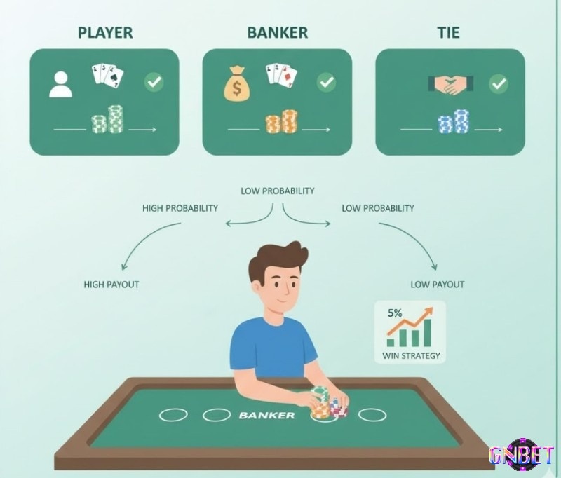 Người chơi Baccarat tìm hiểu các thuật ngữ baccarat online cược "Player", "Banker", "Tie" và cách áp dụng chiến lược để tối ưu lợi nhuận