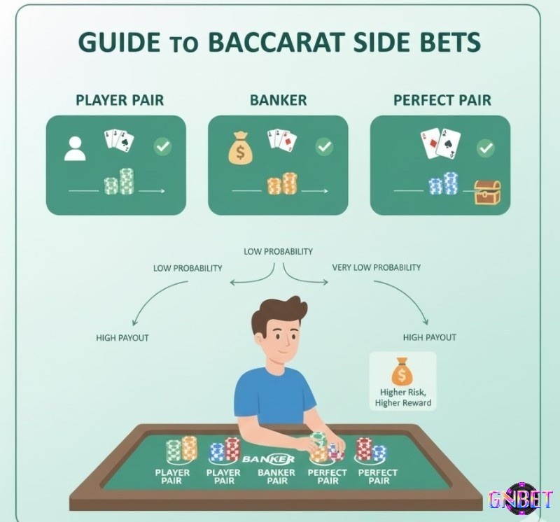 Người chơi Baccarat online tìm hiểu các "side bets" (cửa phụ) và mẹo cược thông minh để khám phá tiềm năng thắng lớn