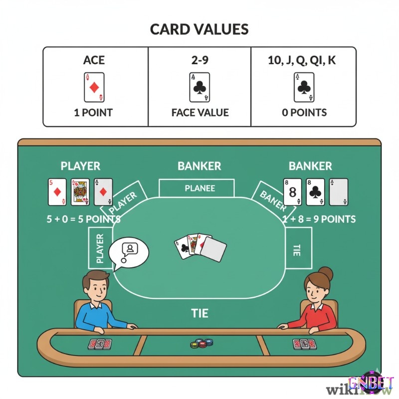 Người chơi Baccarat học cách tính điểm các lá bài để đưa ra quyết định đặt cược