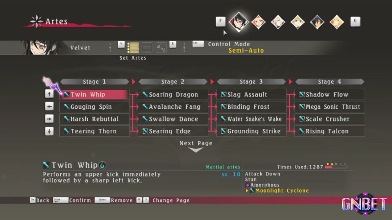 Bộ kỹ năng trong game Tales of Berseria trên PS4 với cách gán Artes linh hoạt