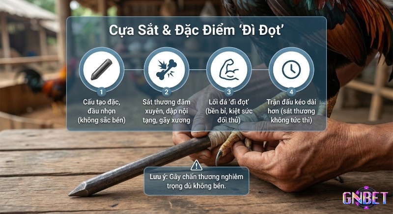 Tổng quan 4 đặc điểm cựa sắt và lối đá đì đọt: cấu tạo, sát thương, hiệu quả chiến đấu, thời gian trận đấu, giúp người chơi phân biệt cựa dao cựa sắt dễ dàng