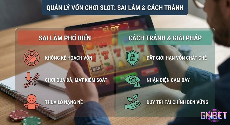 Bảng so sánh sai lầm phổ biến và giải pháp thiết yếu để quản lý vốn chơi slot, tránh thua lỗ và duy trì tài chính bền vững