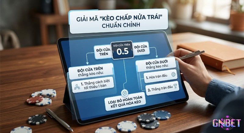 Giải thích quy tắc kèo 0.5 là gì chi tiết, đội trên thắng khi cách biệt 1 bàn, đội dưới thắng nếu hòa hoặc thắng, không hòa kèo
