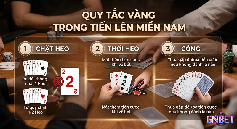 Giải thích chi tiết các quy tắc "chặt", "thối", "cóng" trong cách chơi Tiến Lên Miền Nam giúp người chơi tránh mất tiền oan