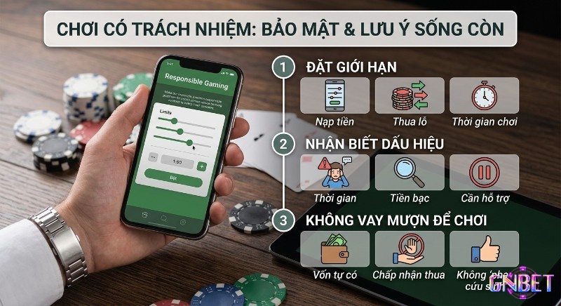 Hướng dẫn 3 nguyên tắc chơi có trách nhiệm bảo mật và lưu ý sống còn: đặt giới hạn, nhận biết dấu hiệu rủi ro, không vay mượn