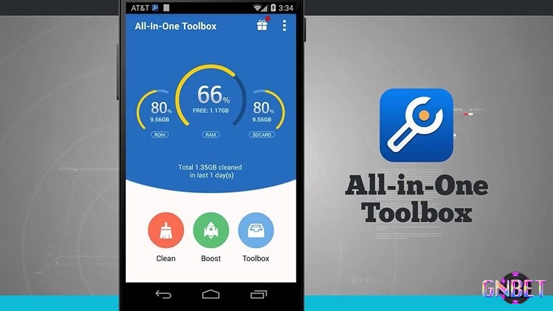 All In One Toolbox trên Android với các công cụ dọn rác, tối ưu pin và quản lý ứng dụng