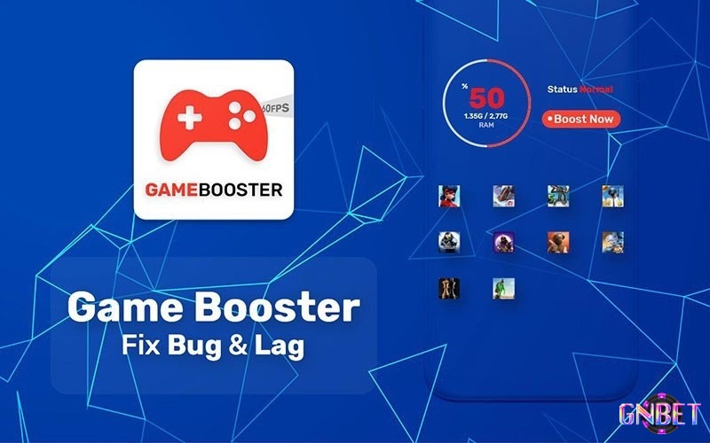 Giao diện Game Booster trên điện thoại Android với tính năng tối ưu game và theo dõi hiệu năng