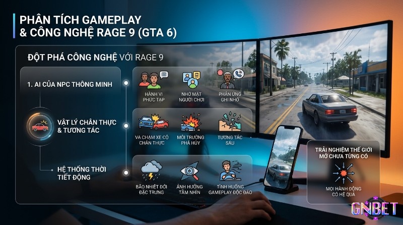 Phân tích công nghệ RAGE 9 của thông tin GTA 6: AI NPC thông minh, vật lý chân thực, môi trường phá hủy, thời tiết động, trải nghiệm thế giới mở chưa từng có